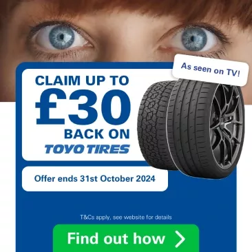 Claim up to £30 back on Toyo tyres with Point S